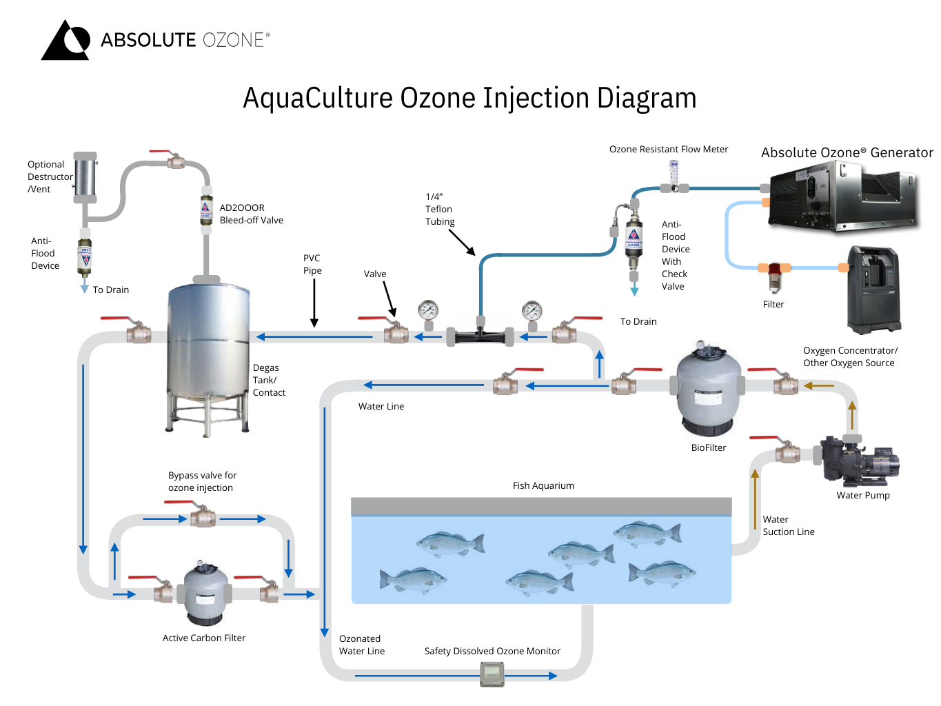 diagrama conceptual para la inyección de ozono en zoologicos